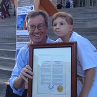 Mayor Watson and Jacob. Mayor Watson supporting our efforts to raise awareness by proclaiming Childhood Cancer Awareness Day in the City of Ottawa.